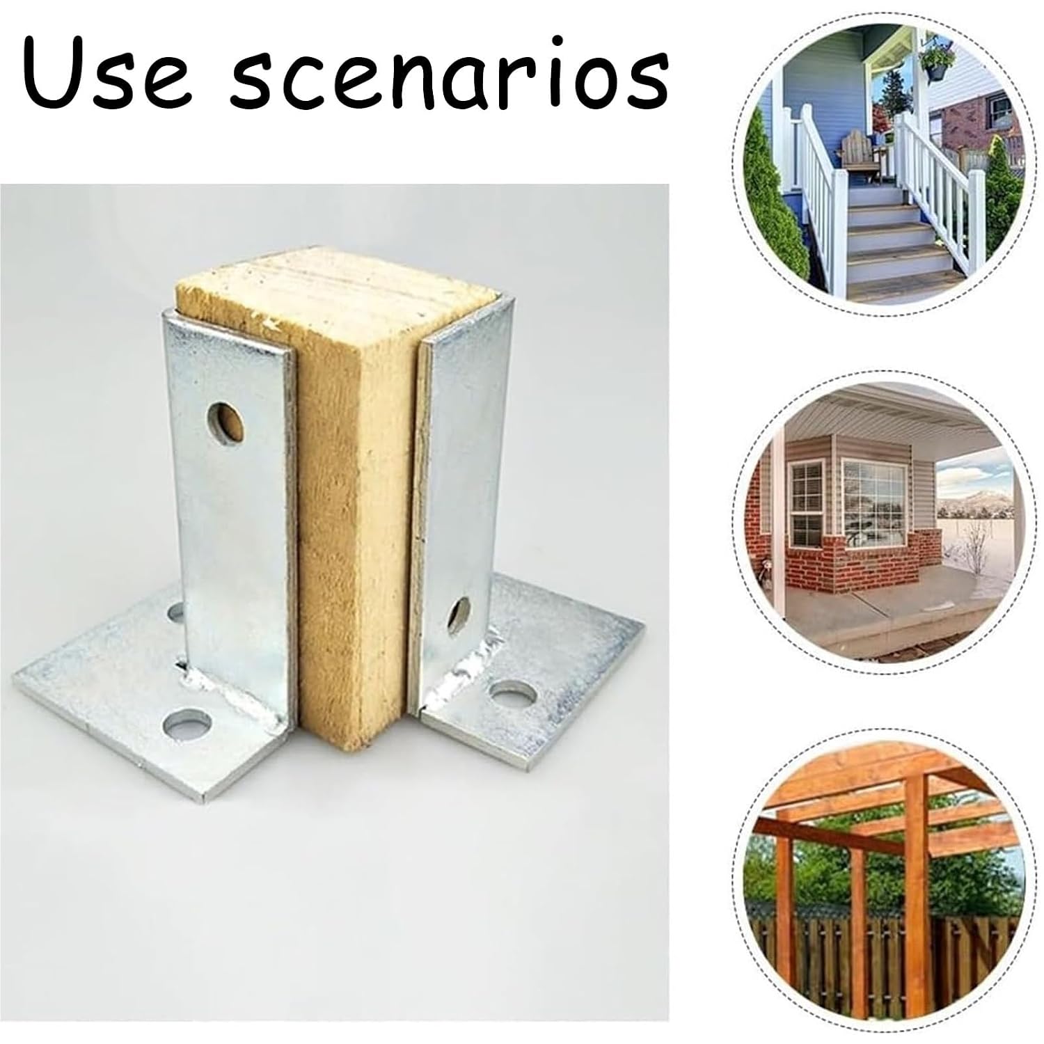 Heavy Duty Half Column Base, Adjustable Wood Fence Post Brackets for Wooden Mailbox/Patio Fence, Sturdy Stainless Bracket Anchor, Ground Mount(14pcs)