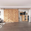 EaseLife 16 FT Sliding Barn Door Hardware Track Kit,Straight Pulley,Slide Smoothly Quietly,Easy Install (16FT Track Kit for 96' Wide Single Door)