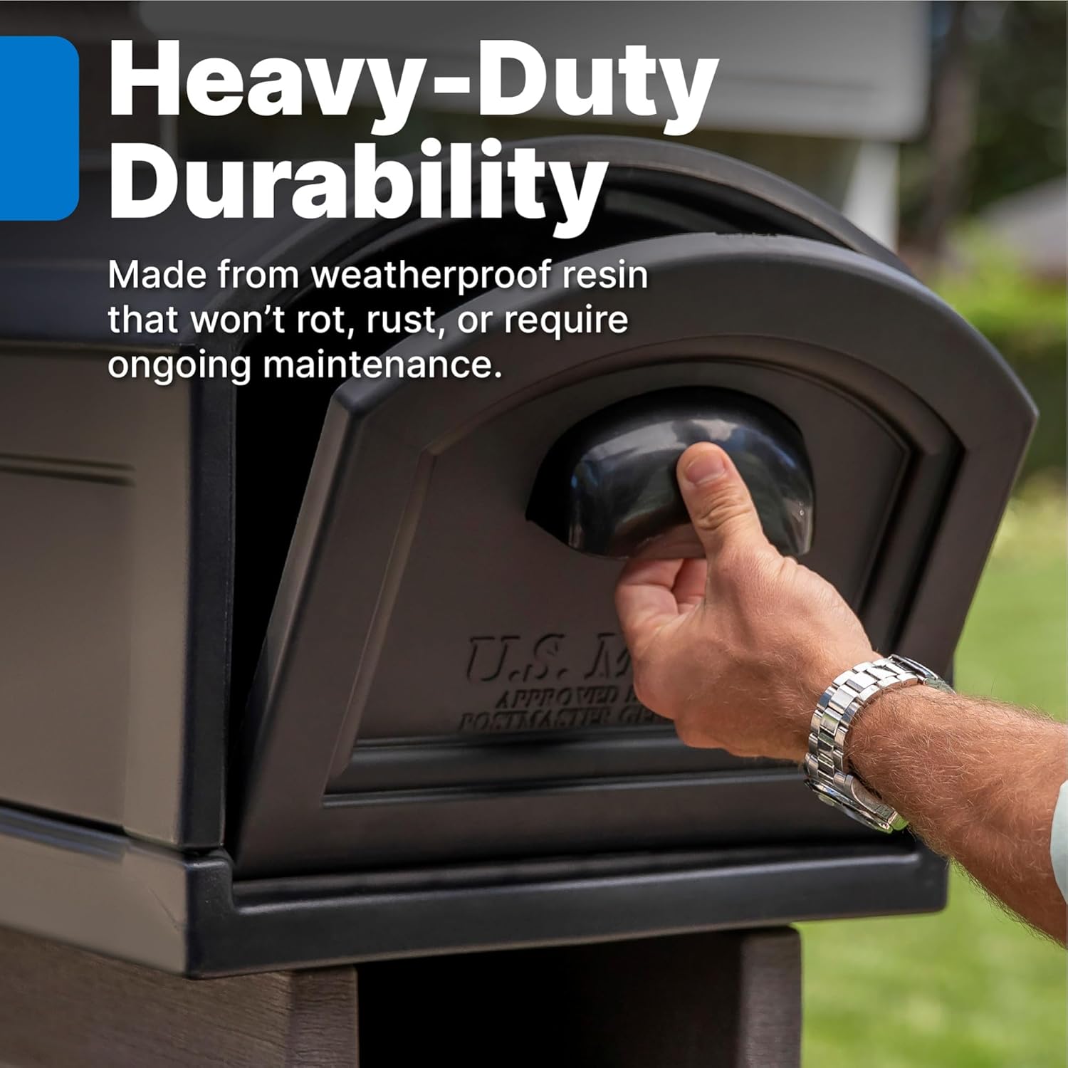 Step2 Lakewood Extra Large Mailbox & Post, Weather Resistant, Large Outdoor Mailboxes, Made of Durable Plastic, Easy to Install, Flag Included, Brown