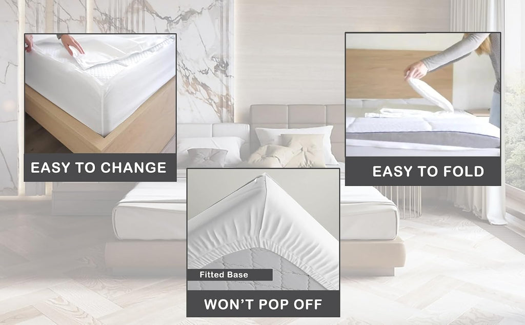 Zip On Sheets™ Zipper Fitted Sheet Twin Size - Upto 16' Inch Deep Pockets - Includes 1 Fitted Sheet Base & 2 Zip-On Sheets - Easy to Use, Sateen Cotton 500 TC Fitted Sheet - Blush