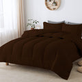 5 PC Straight Line Pattern Comforter Set Premium Super Soft 600 GSM All Season | 1000 Thread Count | 100% Egyptian Cotton ( Full/Queen Size, Chocolate Color)