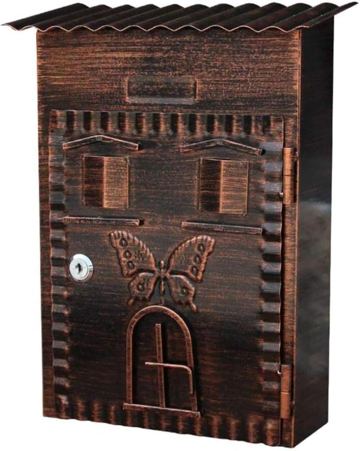 Vintage Wall Mounted Mailbox Letterboxes Lockable Heavy Duty Secure Letter Mail Box Weatherproof Rustproof Post Box with 2 Keys for Villa School Office