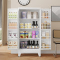 erosoei 51' H Metal Kitchen Pantry Storage Cabinet,Storage Cabinets with Doors and Adjustable Shelves,Freestanding Food Pantry Cabinet Cupboard for Living Room,Dinning Room（White）