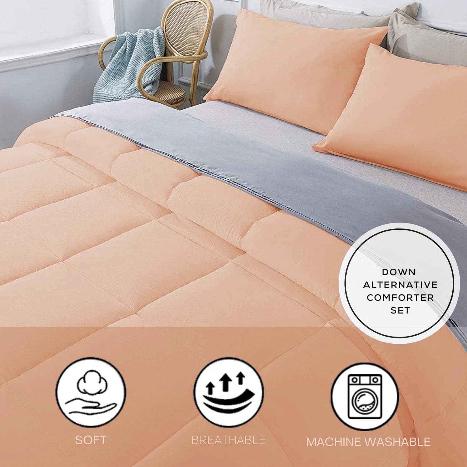 3 Piece 100% Egyptian Cotton 800 Thread Count Comforter Set Full/Queen Size (90' x 90') Inch 400 GSM Luxurious Hotel Collection Ultra-Soft Comforter Set- Blush Solid