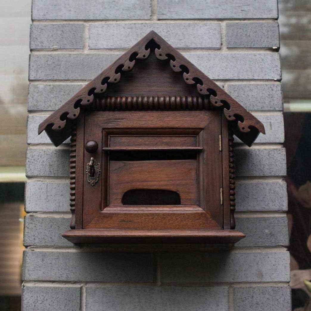 Lockable Wall Mounted Letter Boxes Wooden Mailbox Post Box Wall Hanging Newspaper Storage Shabby Chic Outdoor Decor