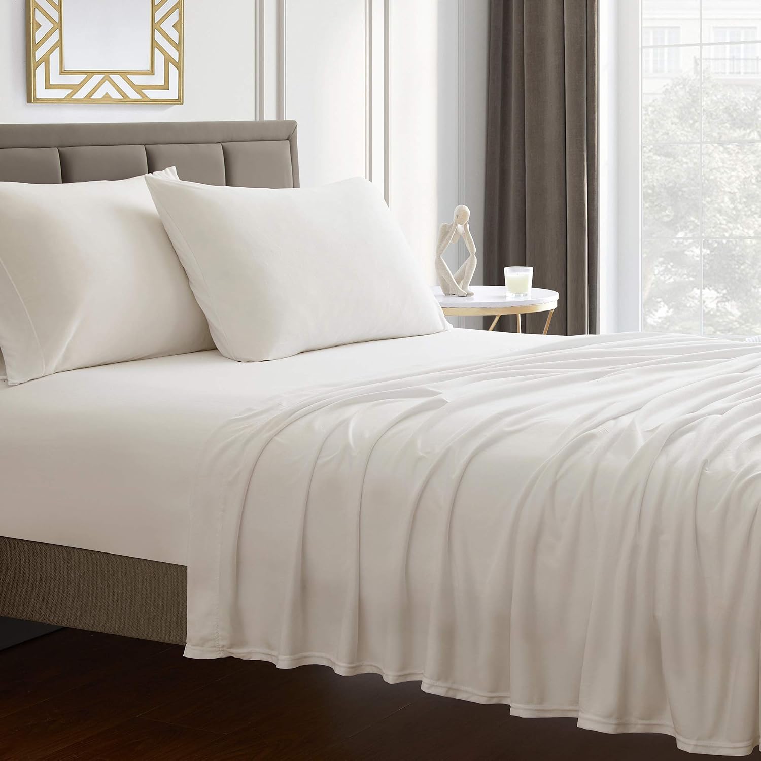 Super Soft Luxury Premium Quality 800 TC Egyptian Cotton 6 Piece Bedding Bed Sheet Set Eco Friendly Wrinkle Free Sheets 20-Inch Deep Pocket Queen Ivory