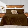 eBeddy Linens | Famaily King 120' x 80' Size Sheet Set | Brown Solid | 4 Piece Set | Hotel Luxury Bed Sheets Silky Soft 800-TC Long Staple Egyptian Cotton Sheet Set 18 Inch Deep Pocket