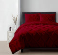 Pinch Duvet Cover Set Oversized Queen Size 1 Duvet Cover with 2 Pillow Shams 3-Pc Comforter Cover with Zipper Closure & Corner Tie 100% Egyptian Cotton Cover (98x98 Inch, Burgundy)