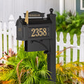 Whitehall Ultimate Mailbox Package, Personalized Large Mailbox with Post and Address Plaque for Outside - Black/Gold