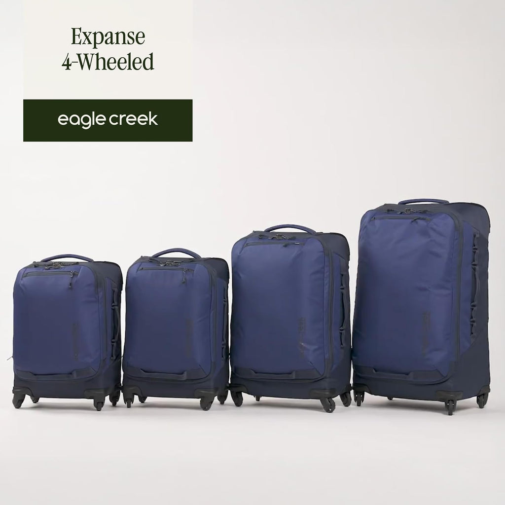 Eagle Creek Expanse 4-Wheel 22' Carry-On Luggage - Rolling Four-Wheel Carry-On Luggage for Easy Travel - Lockable Zippers - Expandable Main Compartment - Telescoping Handles - Pilot Blue