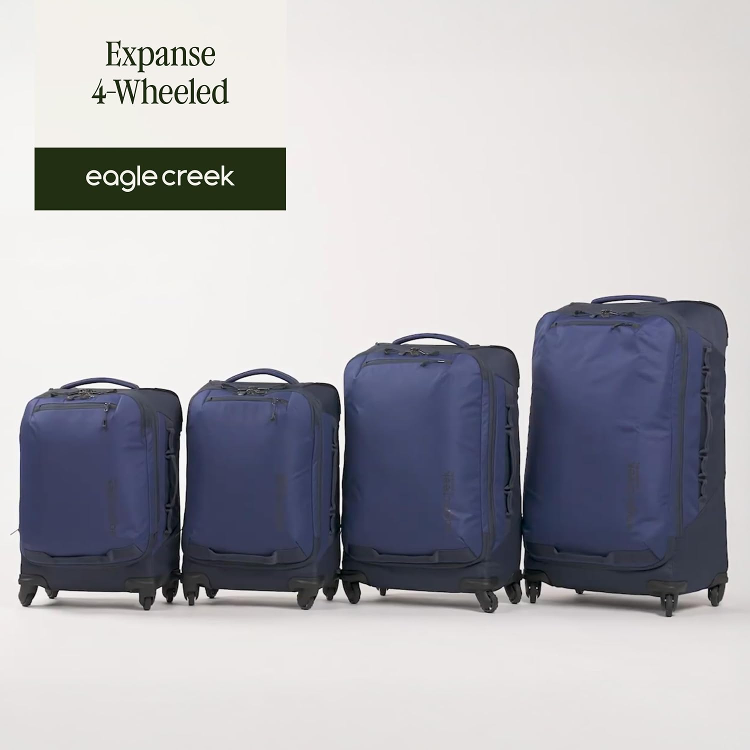 Eagle Creek Expanse 4-Wheel 22' Carry-On Luggage - Rolling Four-Wheel Carry-On Luggage for Easy Travel - Lockable Zippers - Expandable Main Compartment - Telescoping Handles - Pilot Blue