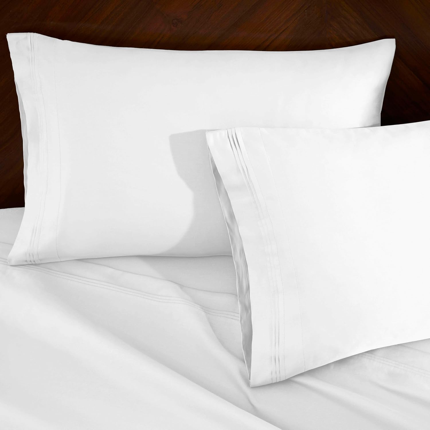 Superior Egyptian Cotton 4 Piece Sheet Set, Luxury 1500 Thread Count, Eco-Friendly, Sustainable Sheets, Ultra-Soft Basics, Solid, Deep Pocket Fitted Sheet, Flat Sheet, Pillowcases, Full, White