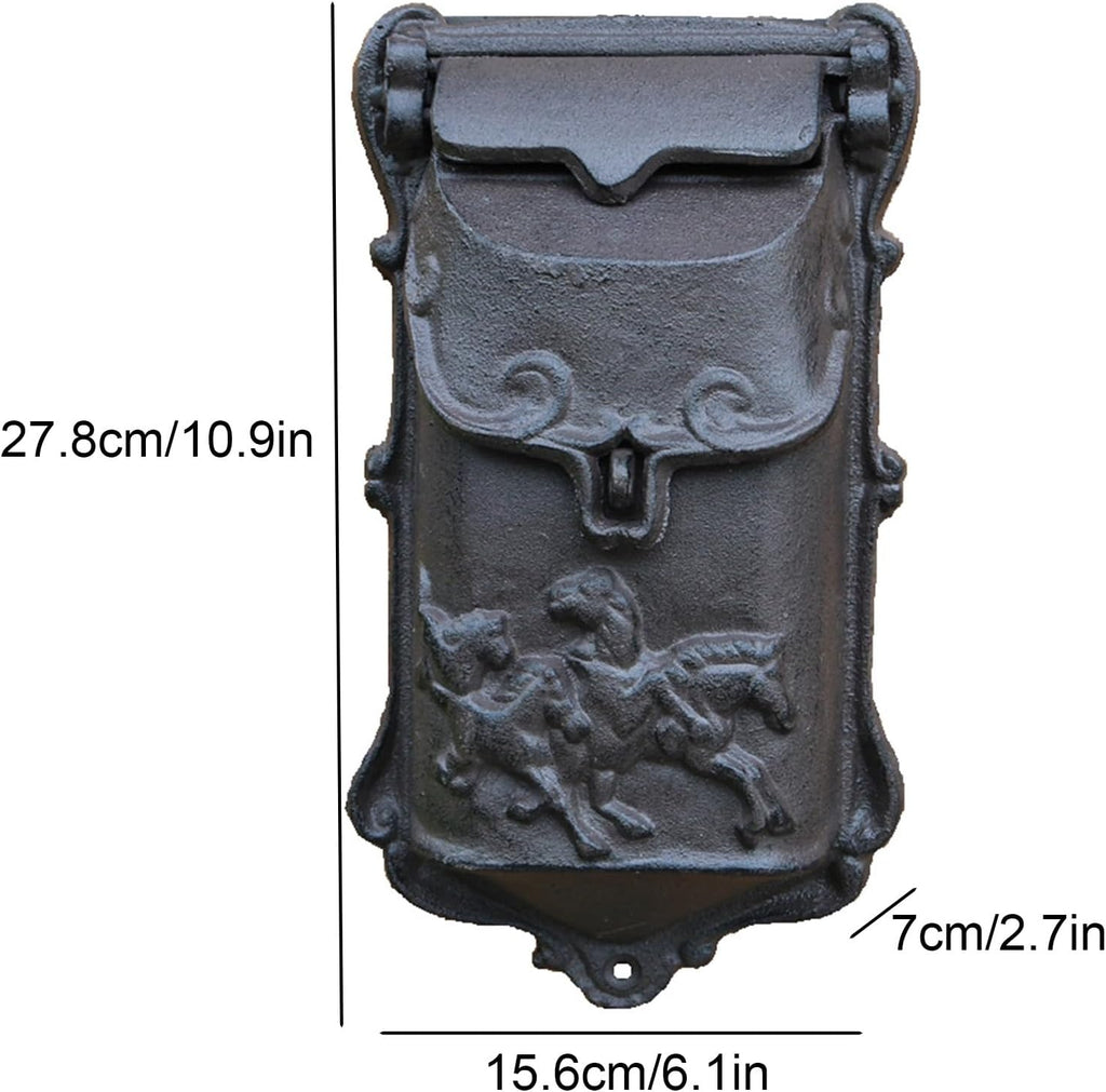 MELPHI Metal Mailbox Wall Mount, Retro Mailbox, Secure Post Box, Easy Mount, Outdoor Decoration, Mail Manager for Mail/Newspaper/Post/Letter/Magazine
