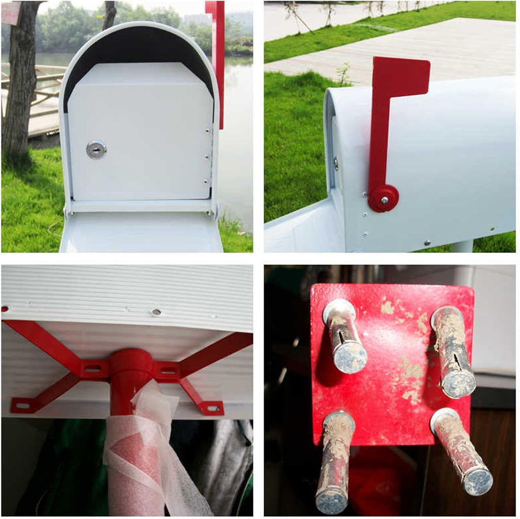 Mailboxes for Outside with Post, Mail Boxes for House Outside, Mailboxes, Black Mailbox, Post Mount Mailbox, Metal Mailbox and Post Kit, Lockable Outside Postbox(Black)