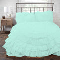 3 Piece 100% Egyptian Cotton Circle Ruffle Comforter Set, 550 GSM Filled Microfiber - Full/Queen Size, Aqua Blue Color - 1000 Thread Count