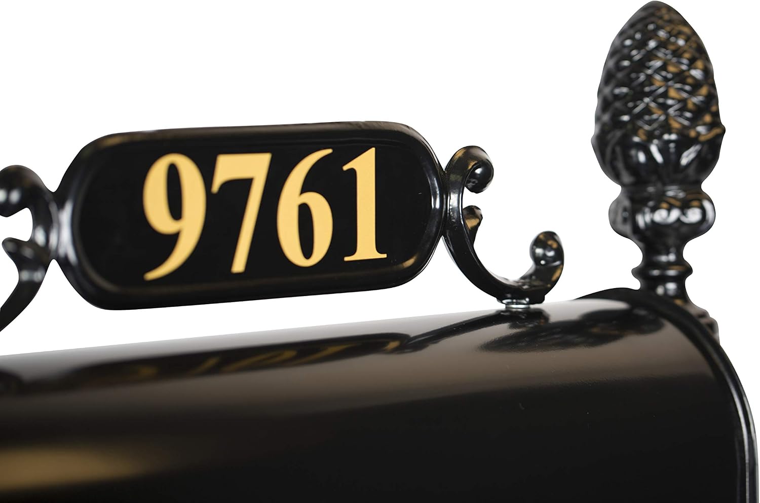 Charleston Mailbox & Post System – Black Rust Resistant Mailbox – Includes Address Plaque, Numbers, Scroll & Mounting Hardware (Large)