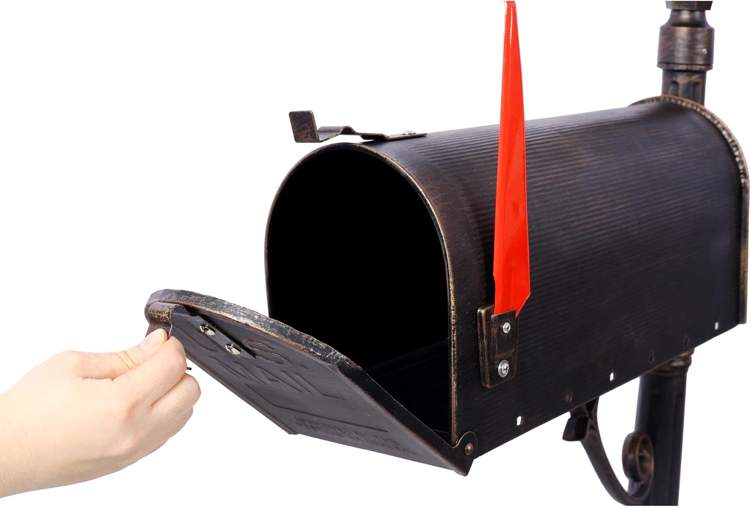 Aluminum Mailboxes for Outside with Post and Solar Light, Heavy Duty Cast Aluminum Mailboxes, Mailbox Post Large Mail Box, Decorative Modern Mailbox, Mailbox Light Combination Kit