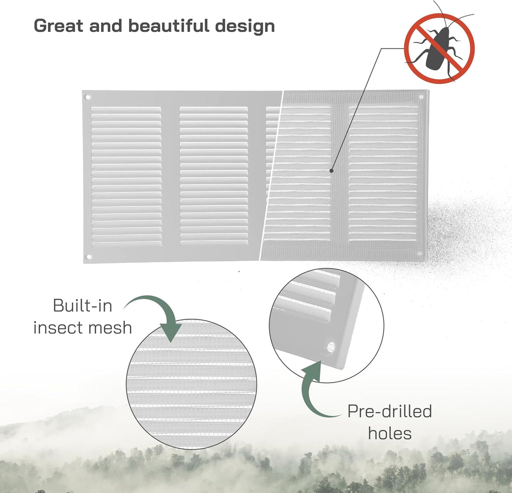 Vent Systems 16' x 8' Inch (Overall Dimensions) Pack of 10 - White - Air Vent Cover Metal Air Return Grill with Built-in Mesh Guard Screen HVAC Vent Duct Cover for Home Improvement