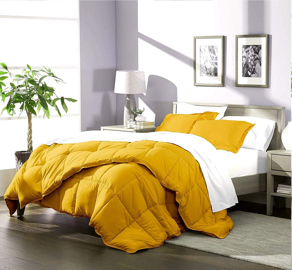 Queen Comforter Set Egyptian Cotton 1000 Series Gold 400 GSM Queen Size Comforter Set (Comforter + 2 Pillowcases) Comforter for Queen Size Bed