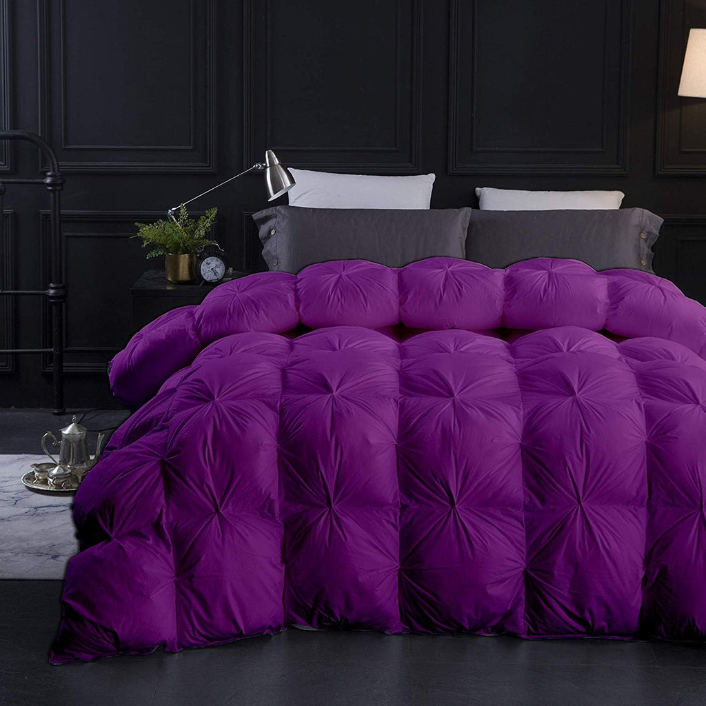 Hotel Collection 1600-TC Pinch Pleated Down Comforter Oversized Queen Size 98 x 98 Inches 1-Piece All-Season Duvet Insert, 850 GSM Micro Fill with All Side Corner Tabs 100% Egyptian Cotton