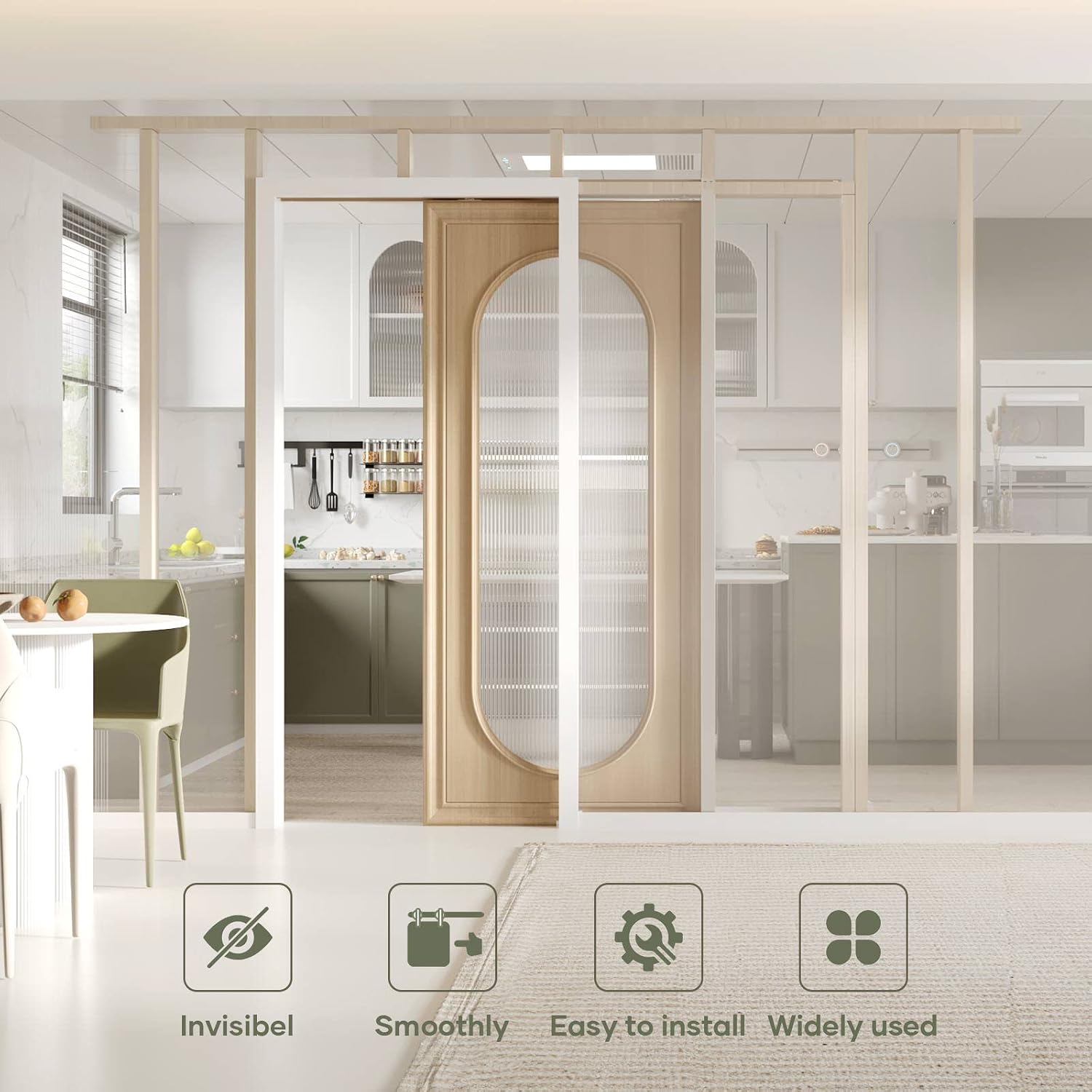 EaseLife 36x80in Pocket Door Frame Hardware Kit with Two-Way Soft Close Mechanism for 2X4 Studs Wall,Sliding Hardware for 24'-36' Wide Door,Slide Smoothly Quietly,Easy Install,No Door (36in x 80in)