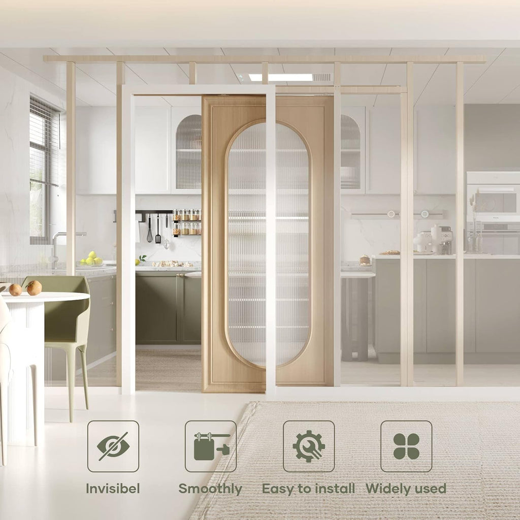 EaseLife 34x80in Pocket Doors Frame Kit with Two-Way Soft Close Mechanism for 2X4 Studs Wall,Sliding Hardware for 24'-34' Wide Door,Aluminum,Slide Smoothly Quietly,Easy Install,No Door