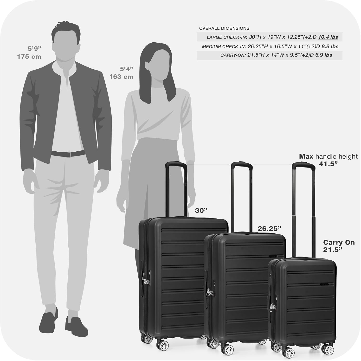 Travel Select Snowcreek Hardside Expandable Spinner Luggage Set w/USB Port, Black, 2-Piece