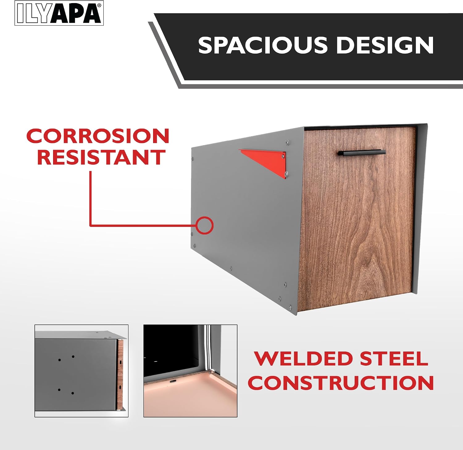 Ilyapa Modern Gray Mailbox with Angled Design & All-Weather Resistance, Paired with a Black Metal Post & Universal Mounting for Easy Outdoor Installation.