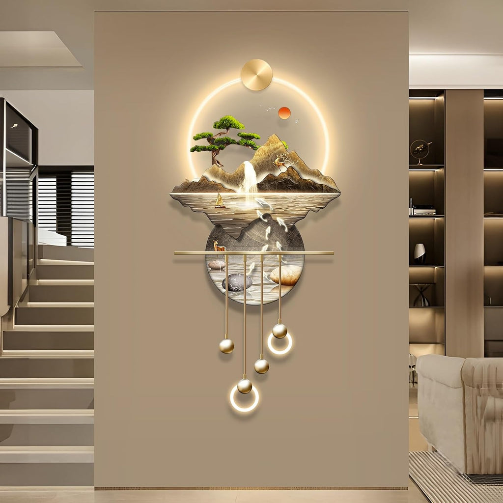 3D Wall Sculptures Painting Hanging Plug-in Power Supply Home Decor Wall 3D Wall Art Decoration - LED for Living Room, Office Bedroom, Hotel Decor(Stylle B,23.62 * 53.54)