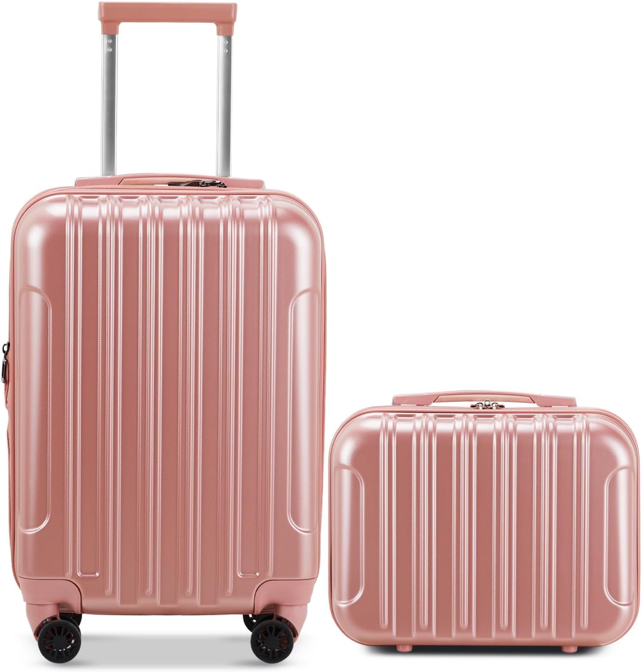 JHshop Luggage Sets Expandable 2 Piece Set overall bags Travel Gear Luggage suitcase, 20' Carry-On Luggage Hardside Lightweight Suitcase, 14' Mini Cosmetic Cases, Family Travel Suitcase - Ross Gold