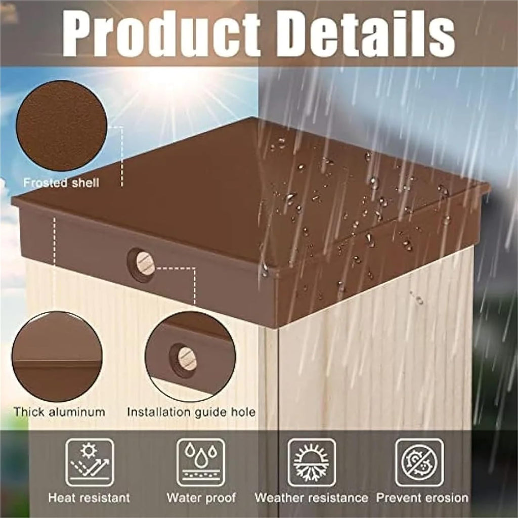 Fence Post Caps 16 Pcs Brown Fence Aluminum Post Caps Metal Fence Caps Cover for Fences Wood