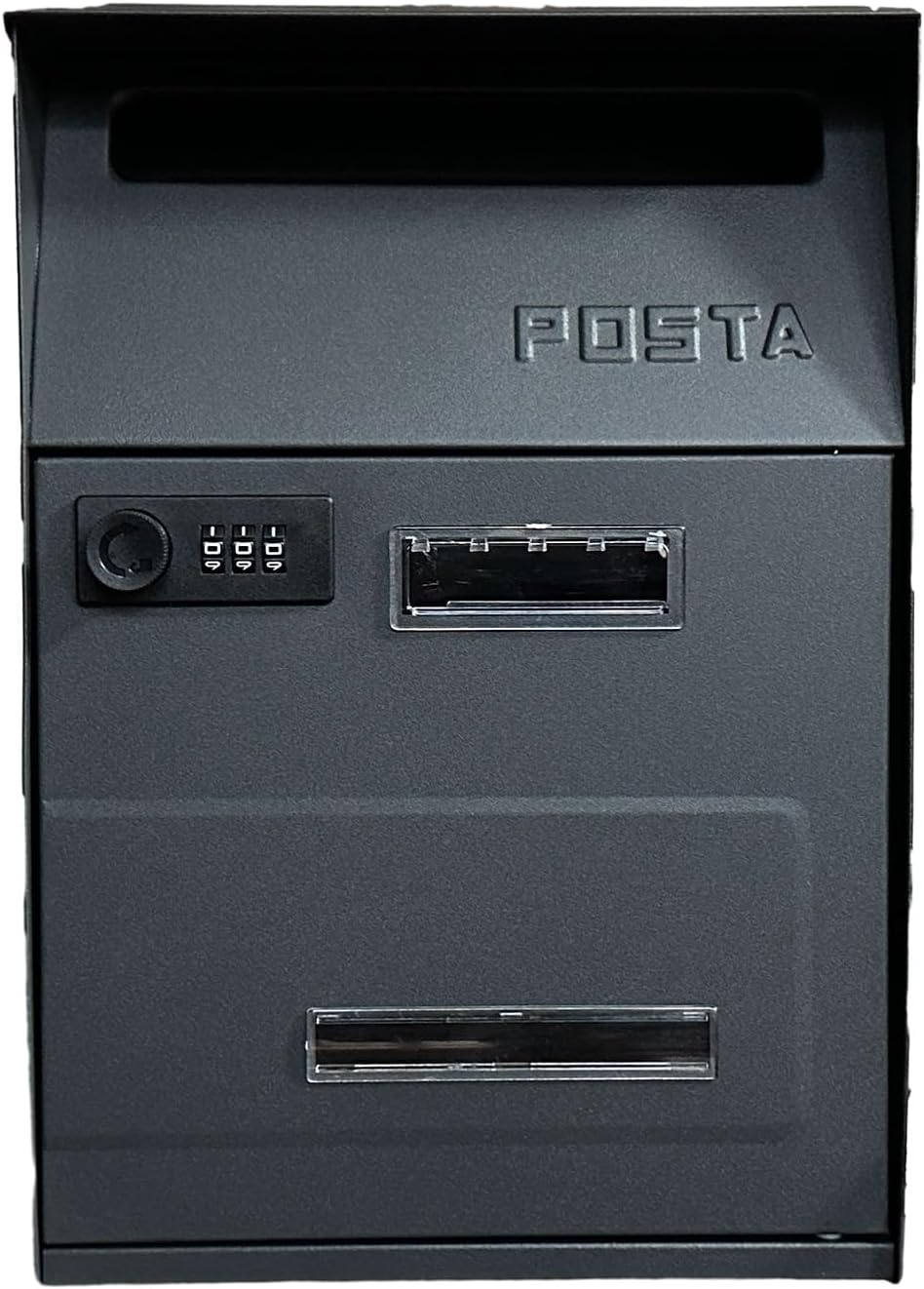 MELPHI Metal Mailbox with Combination Lock, Hanging Secure Post Box, Weatherproof Secure Mail Box for Envelope, Letter, Outside, Home, Office Business (Color : Anthracite)