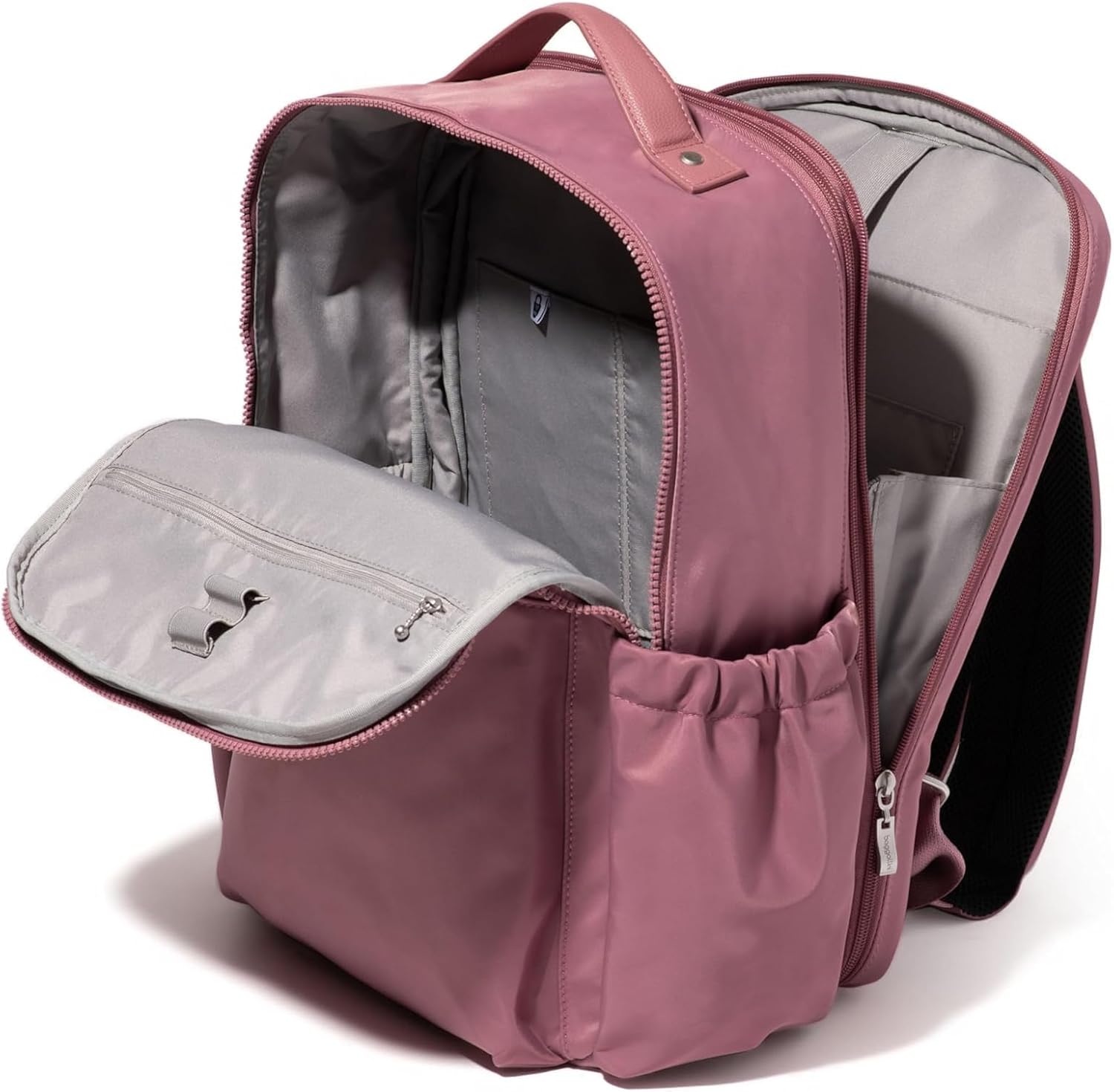 Baggallini Tribeca Expandable Laptop Backpack, Mauve Twill