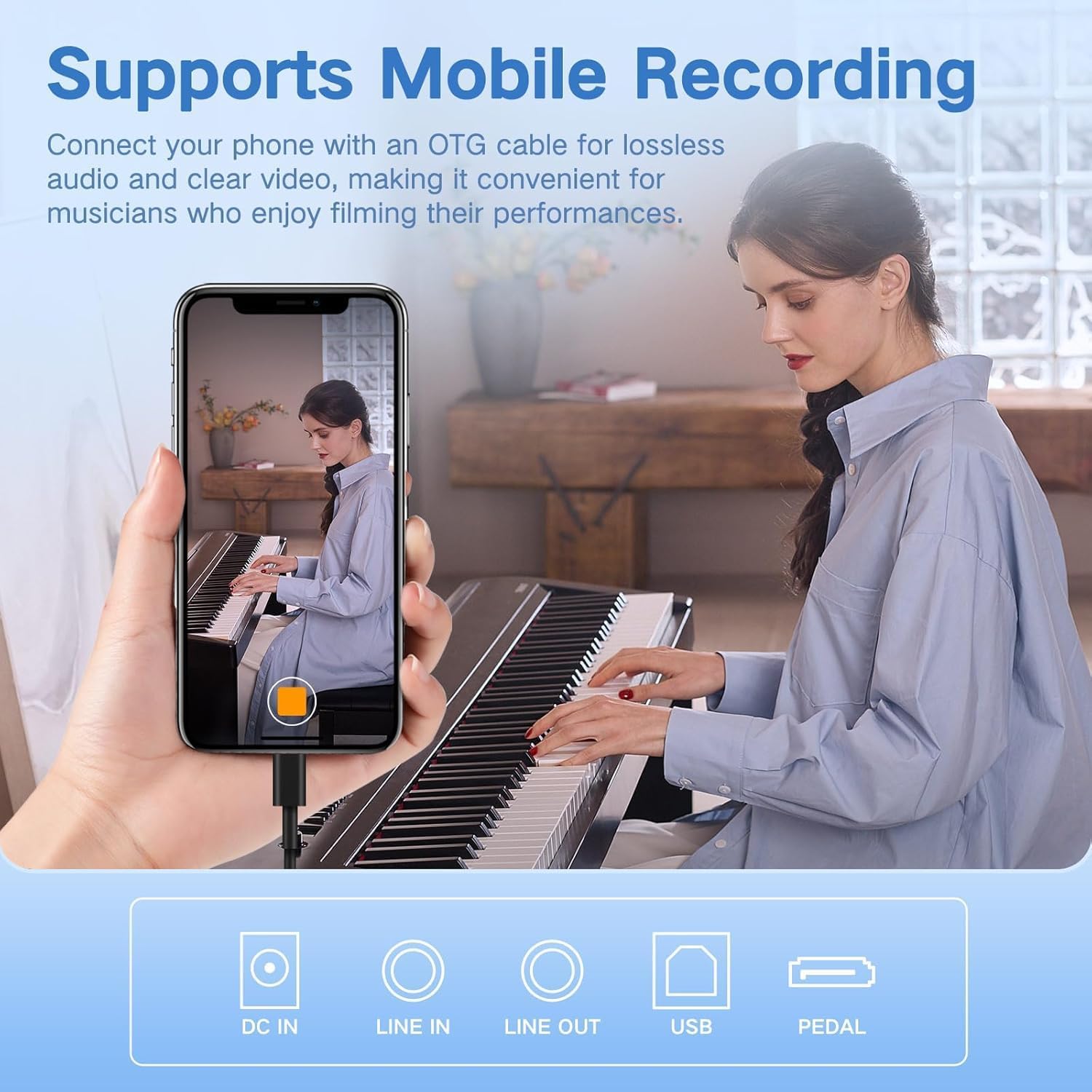 TERENCE P50 88 Key Weighted Keyboard Full Size Weighted Keyboard Piano 88 Keys with 2 * 25W Stereo Speakers,Digital Keyboard with Bluetooth,MIDI,Pedal,Audio/Video Recording,for Beginners and Advances