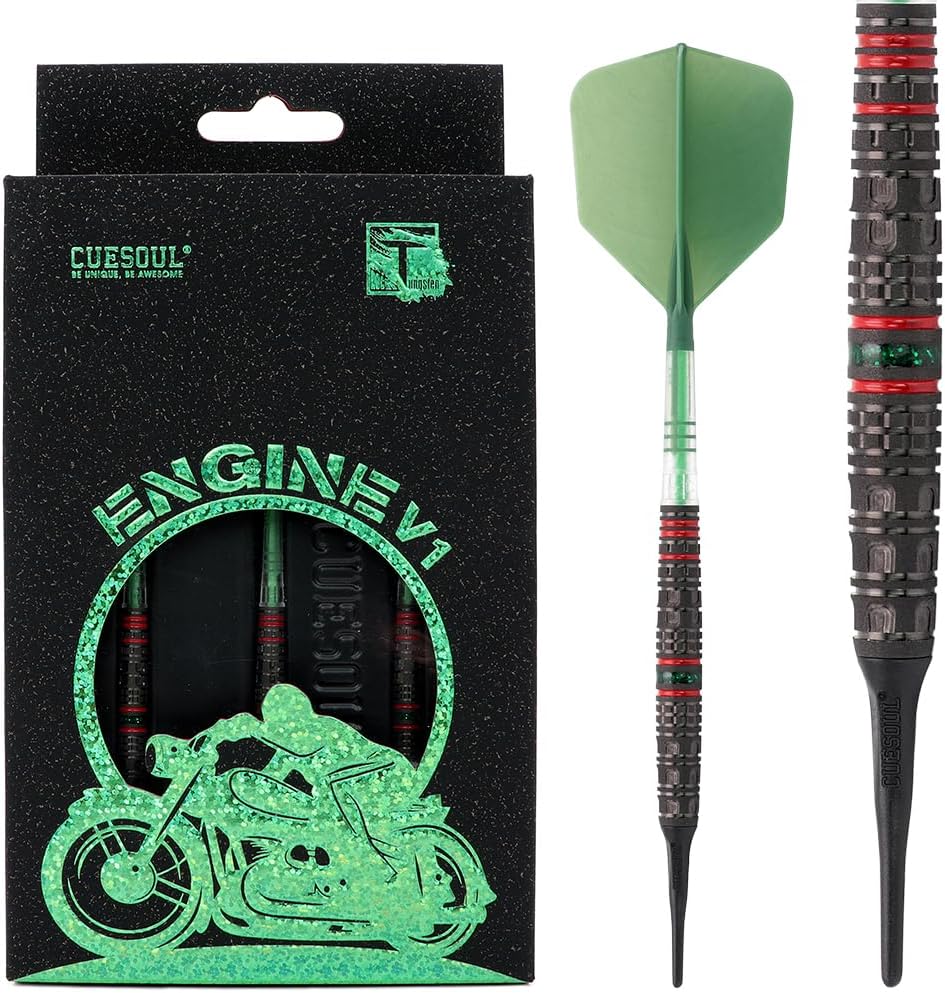 CUESOUL Engine 18/19/20/21g Soft Tip 90% Tungsten Dart Set with Oil Paint Finished and Unifying ROST T19 Carbon Flight