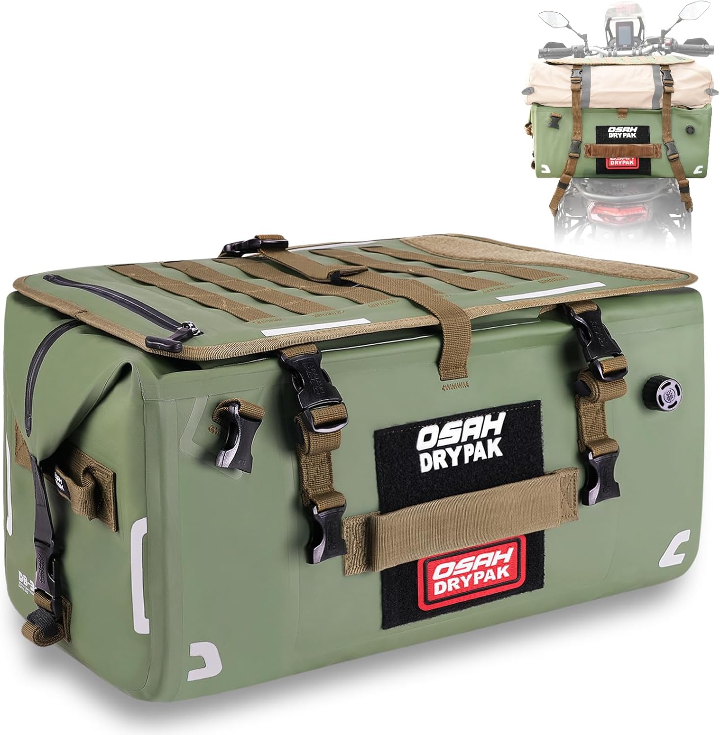 OSAH DRYPAK Waterproof Motorcycle Tail Bag, 40L Waterproof Duffel Bag, Motorcycle Dry Bag, Multifunctional Luggage Bag with Shoulder Straps for Travel, Camping, Fishing