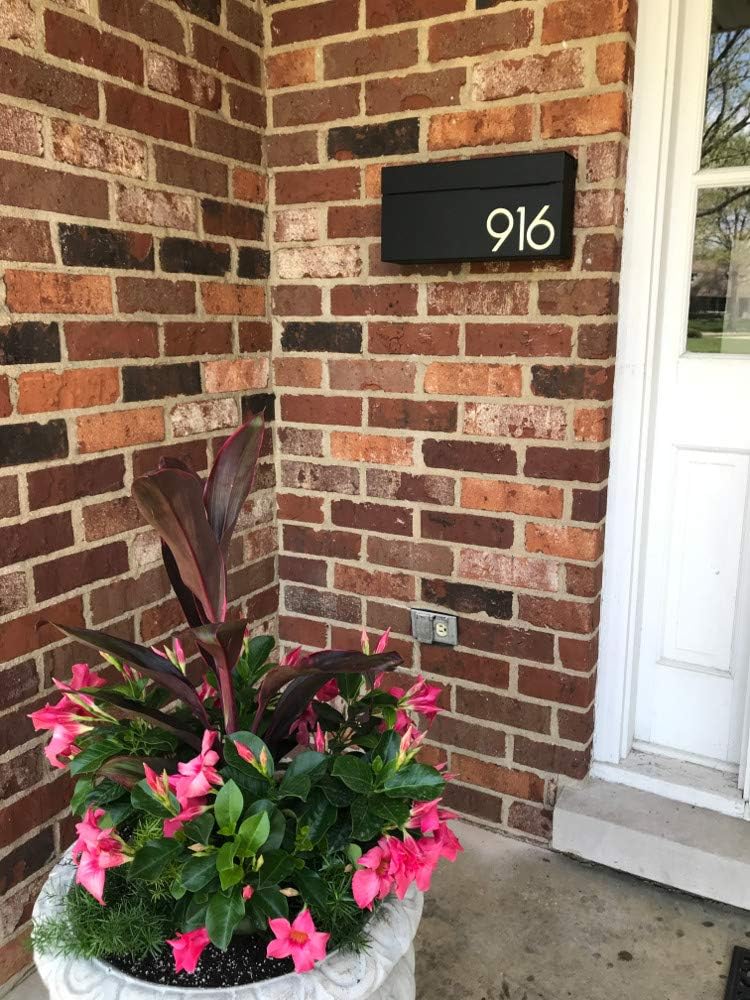 Vsons Modern Design Mailbox with Personalized Numbers, Black Powder Coated, Wall-Mount Mailbox Vsons Design Louis B