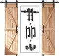 EaseLife 8 FT Double Sliding Barn Door Track and Handle Hardware Kit,Straight Pulley,Slide Smoothly Quietly,Easy Install (8FT Track Kit for 20'~24' Wide Double Door)
