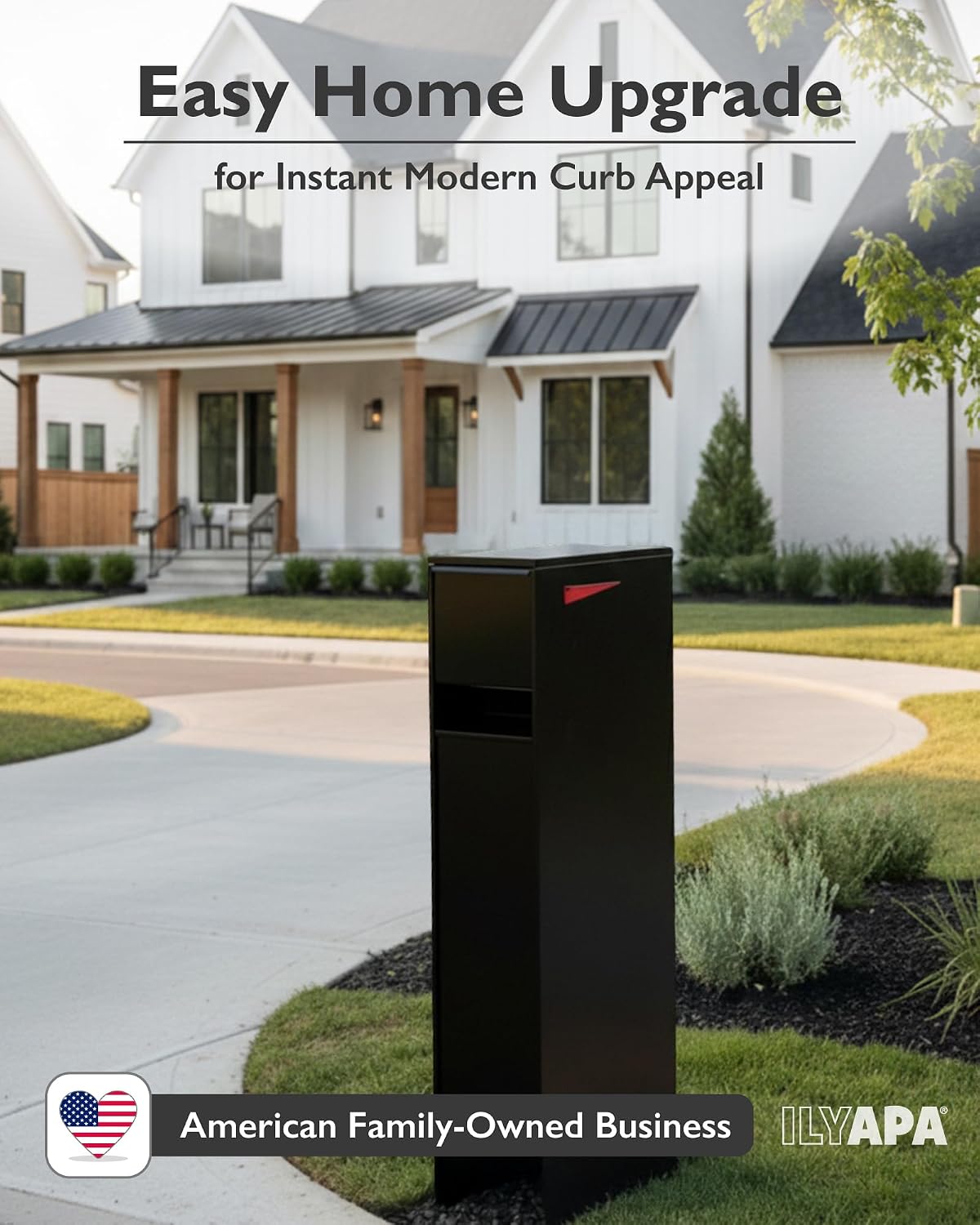 Modern Mailbox with Post - Residential Mailboxes for Outside Post Mount, Large Mail Box and Posts Combo Kit with Newspaper Package Slot, Magnetic Door, Powder Coated, Works with 4x4 or 6X6 Wood