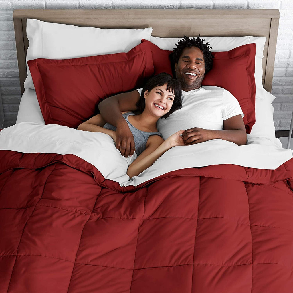 Oversized Queen All-Season Cooling Warmth Comforter Set – 3 Piece Bedding – 100% Egyptian Cotton, Long-Staple & Silky Soft – Luxury Hotel-Quality Duvet Insert – Machine Washable - Burgundy