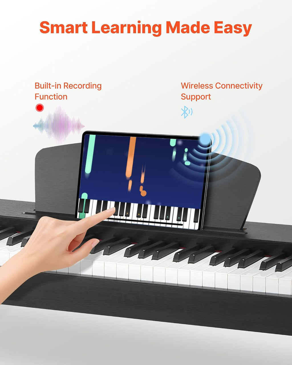 VEVOR Weighted Digital Piano, 88 Keys Fully Weighted, Electric Piano Dual Keyboard & Speakers, with Sustain Pedal, Recording Function, 238 Tones, Wireless Connection, for Beginners, Without Stand