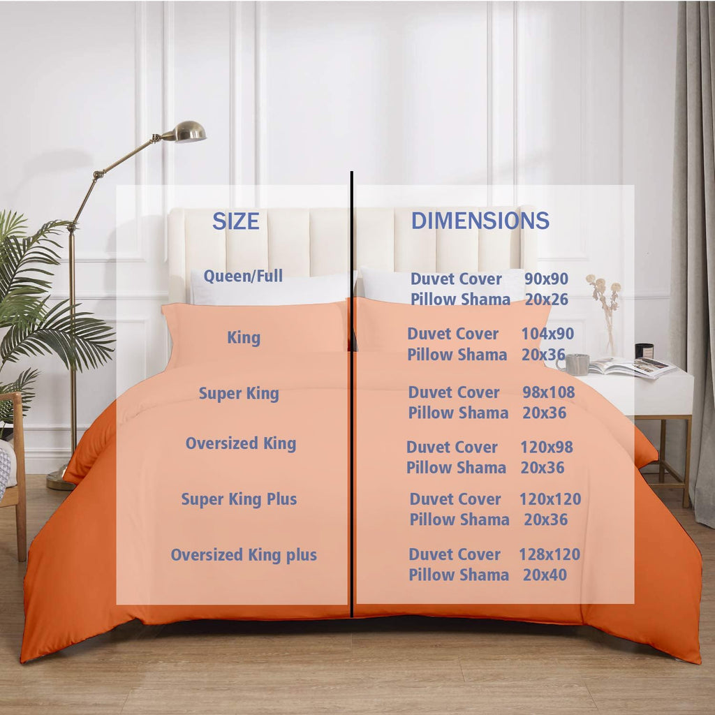 Burnt Orange Duvet Cover Set Oversized Queen Size 1 Duvet Cover with 2 Pillow Shams 3-Pc Comforter Cover with Zipper Closure & Corner Tie 100% Egyptian Cotton (98x98 Inch,Burnt Orange)