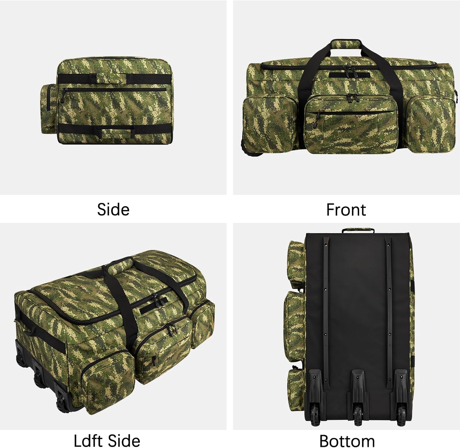 120L 3 Wheel Tactical Rolling Duffle Bag, Heavy Duty Military Deployment Luggage, 900D Waterproof Duffel for Camping Travel Outdoor Sports