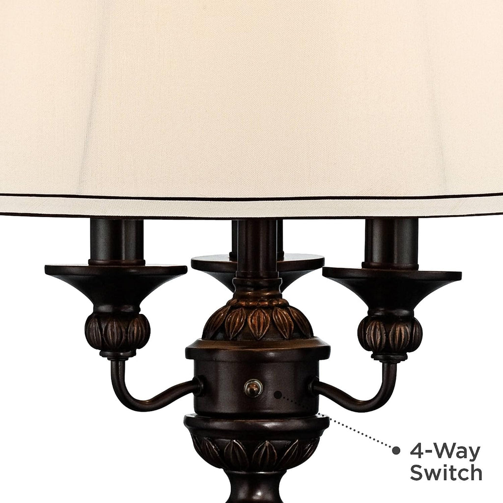 Kathy Ireland Mulholland Traditional Vintage Table Lamp 37' Tall Bronze Golden Marbleized White Bell Shade Decor for Living Room Bedroom House Bedside Nightstand Home Office Entryway Family