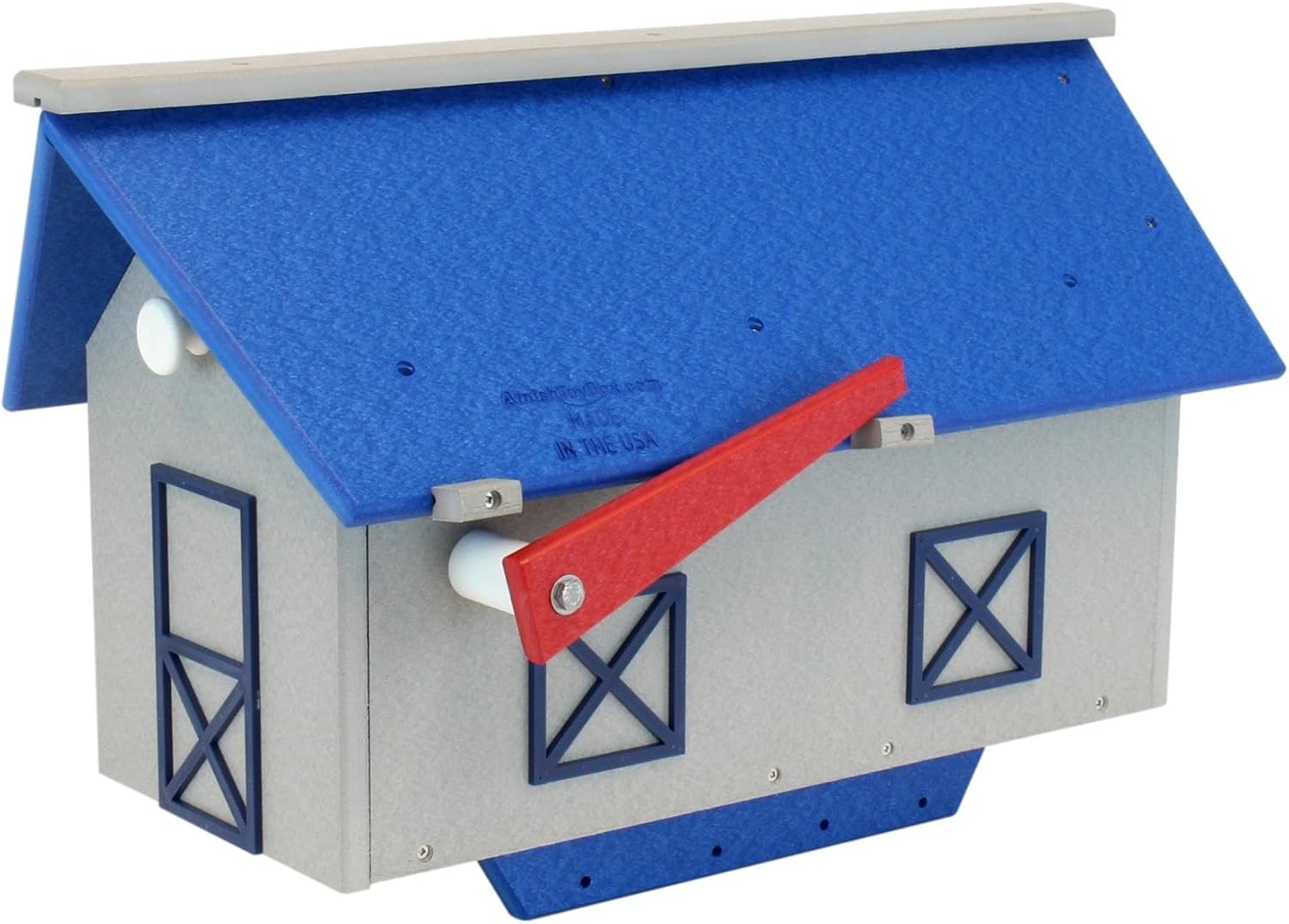 Poly-Lumber Mailbox, Post Mount, UV-Resistant, (Blue and Light Gray)