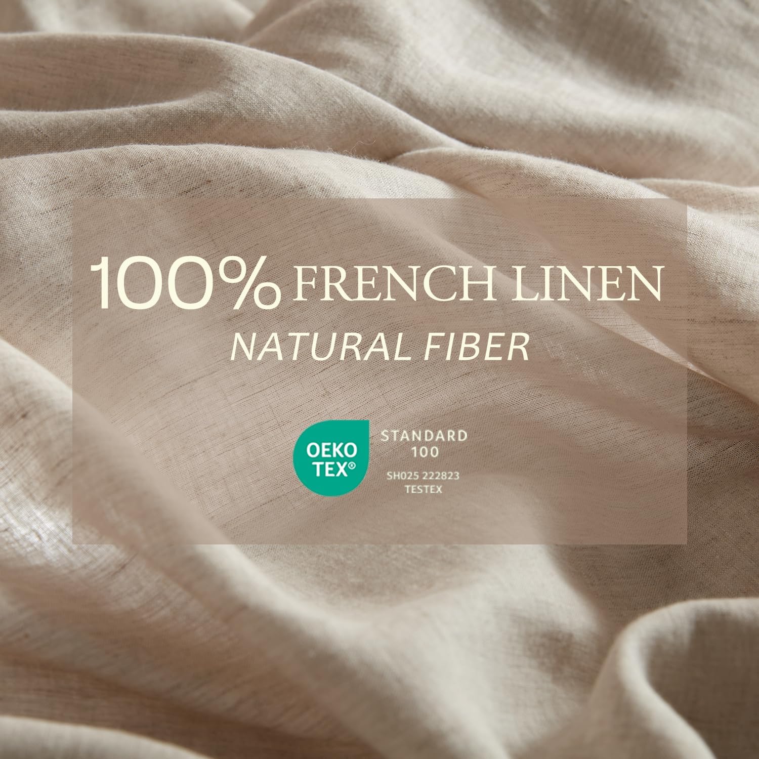 DAPU Pure Linen Sheets Set, 100% French Linen from Normandy, Breathable and Durable for Hot Sleepers, 4 Pcs Set - 1 Flat Sheet, 1 Fitted Sheet, 2 Pillowcases (Natural Linen, Full)