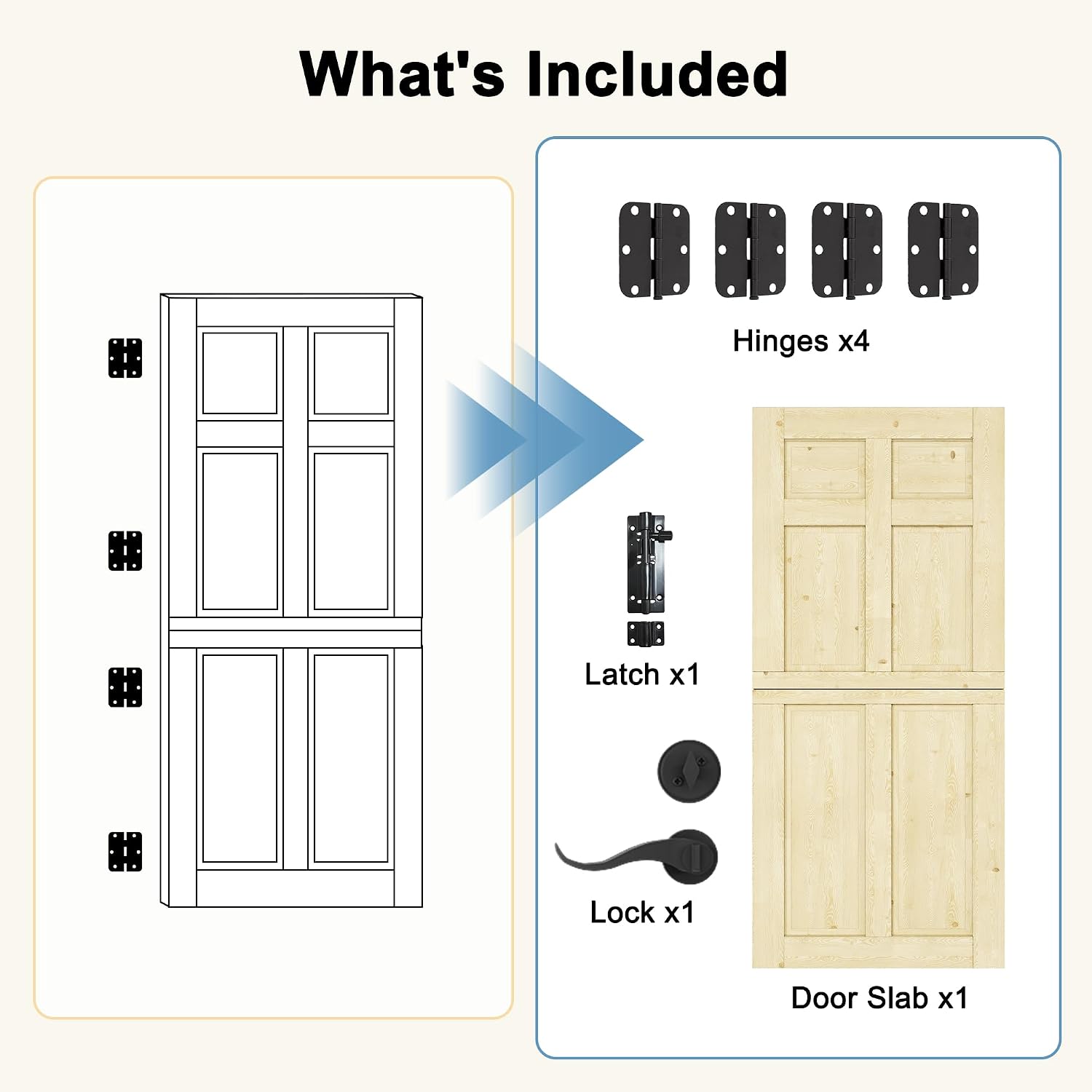 32' x 80' Exterior Dutch Entry Door (Front/Outside) - 1.75' Solid Pine with 6 Panels, Half Panel,Interior Doors Slab for Home Entryway/Back w/4 Hinges+1 Latch +1 Slab+1 Lock Set