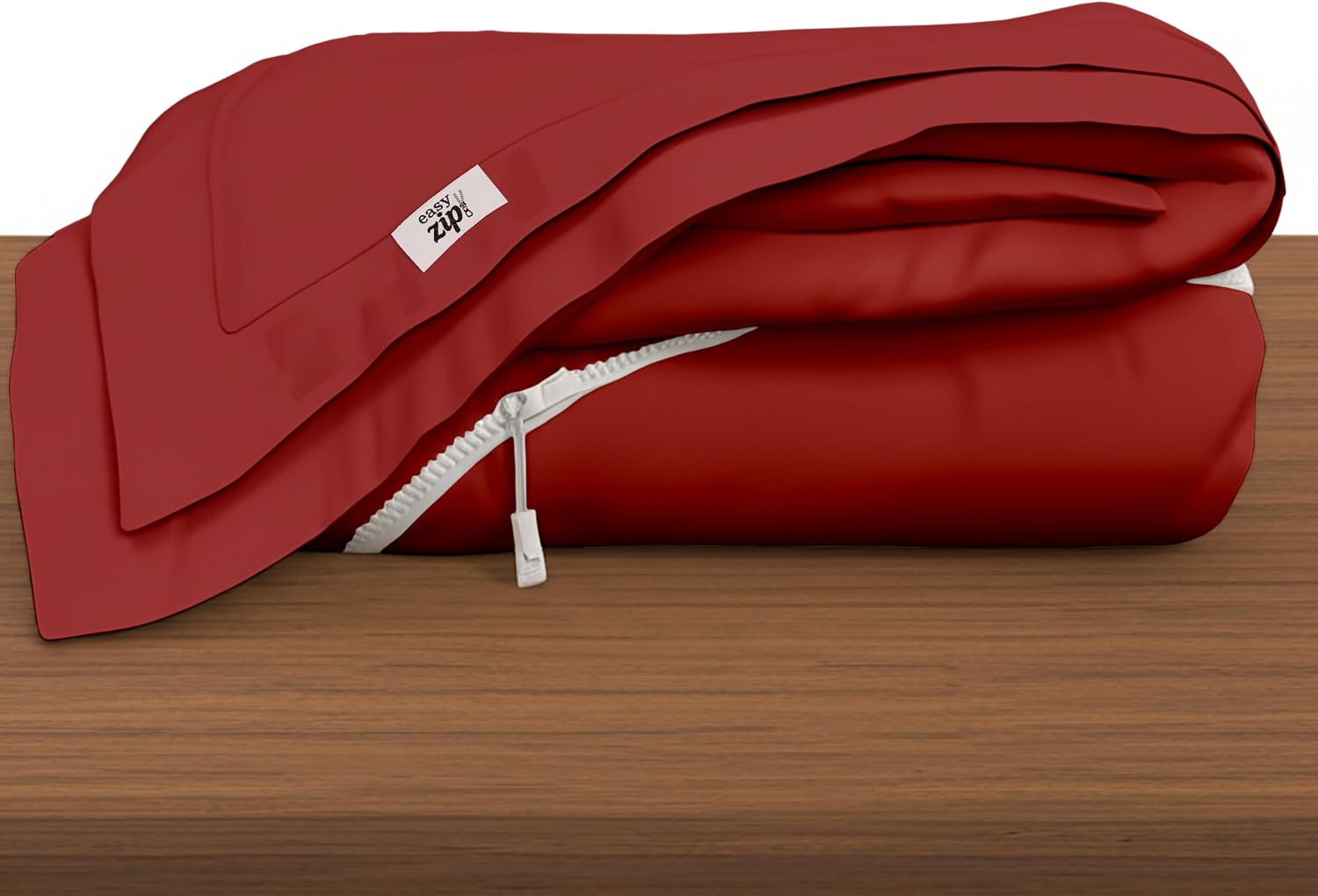 COTTON STICH 600 TC Zipper Fitted Sheet, 100% Egyptian Cotton, 18' Deep Pocket, Easy Zip Change, All-Around Secure Fit - Queen Size Bed - Burgundy
