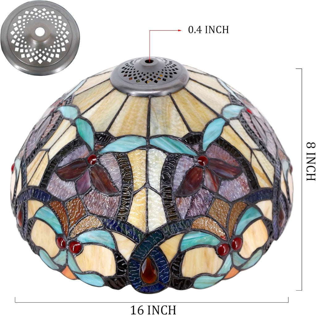 Large Tiffany Lamp Shade Replacement Only 16Inch Stained Glass Lampshade Fit For Table Lamps FLoor Lamp Ceiling Fixture Pendant Hanging Light Home Office Decoration (Orange Yello)