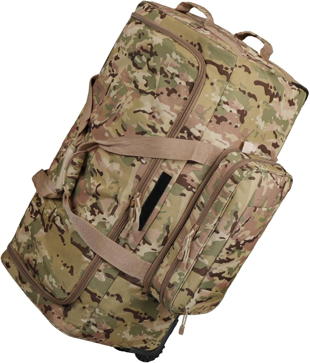 120L 3-Wheel Rolling Duffle Bag - Heavy Duty Military Deployment Bag, Durable Wheeled Duffle Luggage for Travel, Camping & Outdoor Adventures